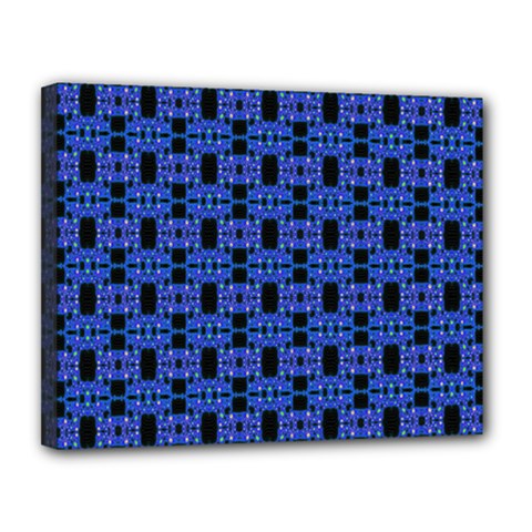 Blue Black Abstract Pattern Canvas 14  X 11  (stretched) by BrightVibesDesign