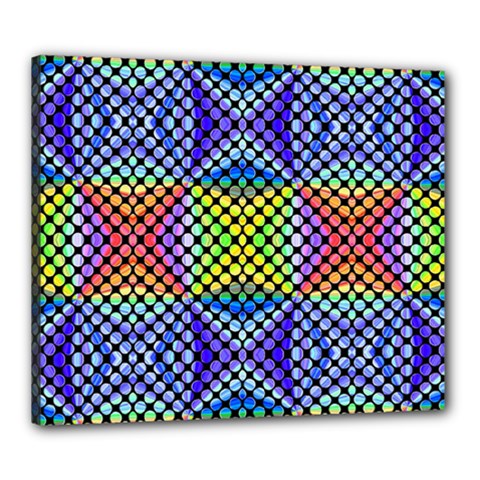 Bright Circle Abstract Black Blue Yellow Red Canvas 24  X 20  (stretched) by BrightVibesDesign