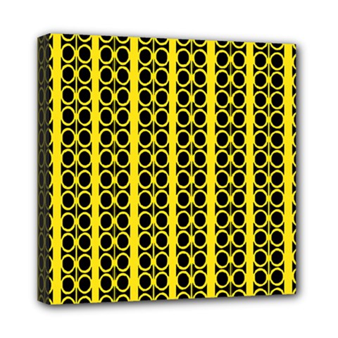 Circles Lines Black Yellow Mini Canvas 8  X 8  (stretched) by BrightVibesDesign