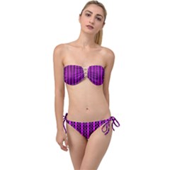 Circles Lines Black Pink Twist Bandeau Bikini Set by BrightVibesDesign