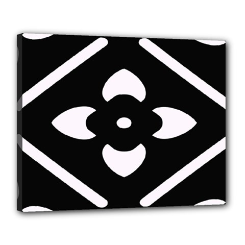 Pattern Flower Black Canvas 20  X 16  (stretched) by HermanTelo