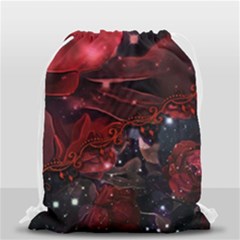 Beautiful Red Roses Drawstring Bag (small) by FantasyWorld7