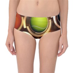 Sport Ball Tennis Golf Football Mid-waist Bikini Bottoms by HermanTelo