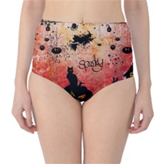 Funny Halloween Design, Cat, Pumpkin And Witch Classic High-waist Bikini Bottoms by FantasyWorld7