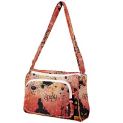 Funny Halloween Design, Cat, Pumpkin And Witch Front Pocket Crossbody Bag by FantasyWorld7