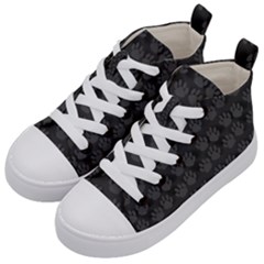 Pattern Texture Feet Dog Grey Kids  Mid-top Canvas Sneakers by HermanTelo