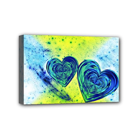 Heart Emotions Love Blue Mini Canvas 6  X 4  (stretched) by HermanTelo