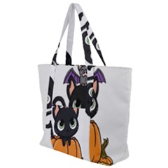 Halloween Cute Cat Zip Up Canvas Bag by HermanTelo