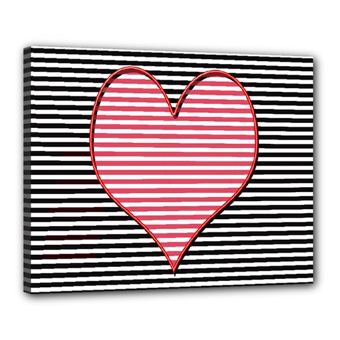 Heart Stripes Symbol Striped Canvas 20  X 16  (stretched) by HermanTelo