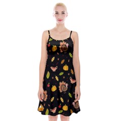 Thanksgiving Turkey Pattern Spaghetti Strap Velvet Dress by Valentinaart