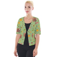 Thanksgiving Turkey Pattern Cropped Button Cardigan by Valentinaart