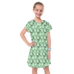 Pattern Texture Feet Dog Green Kids  Drop Waist Dress by HermanTelo