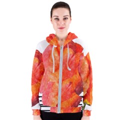 Tulip Watercolor Red And Black Stripes Women s Zipper Hoodie by picsaspassion