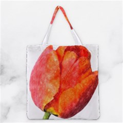 Spring Tulip Red Watercolor Aquarel Grocery Tote Bag by picsaspassion