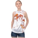 Can Walk on Fire, white background High Neck Satin Top View1
