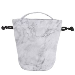 White Marble Texture Floor Background With Dark Gray Grey Texture Greek Marble Print Luxuous Real Marble Drawstring Bucket Bag by genx
