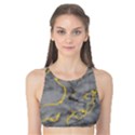 Marble neon retro light gray with gold yellow veins texture floor background retro neon 80s style neon colors print luxuous real marble Tank Bikini Top View1