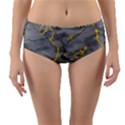 Marble neon retro light gray with gold yellow veins texture floor background retro neon 80s style neon colors print luxuous real marble Reversible Mid-Waist Bikini Bottoms View1