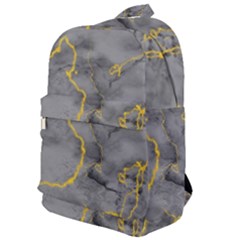 Marble Neon Retro Light Gray With Gold Yellow Veins Texture Floor Background Retro Neon 80s Style Neon Colors Print Luxuous Real Marble Classic Backpack by genx