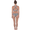 Marble neon retro light gray with gold yellow veins texture floor background retro neon 80s style neon colors print luxuous real marble Cross Back Hipster Bikini Set View2
