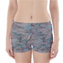Marble light gray with bright cyan blue veins texture floor background retro neon 80s style neon colors print luxuous real marble Boyleg Bikini Wrap Bottoms View1