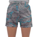 Marble light gray with bright cyan blue veins texture floor background retro neon 80s style neon colors print luxuous real marble Sleepwear Shorts View1