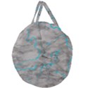 Marble light gray with bright cyan blue veins texture floor background retro neon 80s style neon colors print luxuous real marble Giant Round Zipper Tote View2