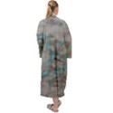 Marble light gray with bright cyan blue veins texture floor background retro neon 80s style neon colors print luxuous real marble Maxi Velour Kimono View2