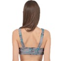 Marble light gray with bright cyan blue veins texture floor background retro neon 80s style neon colors print luxuous real marble Cage Up Bikini Top View2