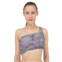 Marble light gray with bright magenta pink veins texture floor background retro neon 80s style neon colors print luxuous real marble Spliced Up Bikini Top  View1