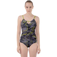 Marble Light Gray With Green Lime Veins Texture Floor Background Retro Neon 80s Style Neon Colors Print Luxuous Real Marble Cut Out Top Tankini Set by genx