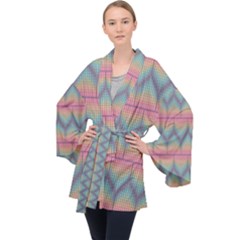 Pattern Background Texture Colorful Long Sleeve Velvet Kimono  by HermanTelo