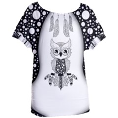 Cute Little Mandala Owl Women s Oversized Tee by FantasyWorld7