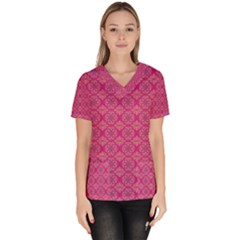 Background Texture Pattern Mandala Women s V-neck Scrub Top by HermanTelo