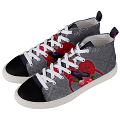 Wonderful Crow On A Heart Men s Mid-top Canvas Sneakers by FantasyWorld7