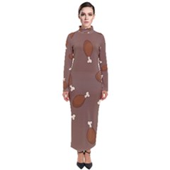 Turkey Leg Pattern - Thanksgiving Turtleneck Maxi Dress by Valentinaart
