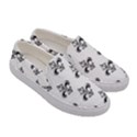 French France Fleur De Lys Metal Pattern black and white antique vintage Women s Canvas Slip Ons View3
