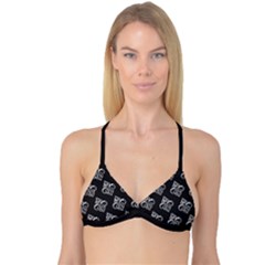 French France Fleur De Lys Metal Pattern Black And White Antique Vintage Black Rocker Reversible Tri Bikini Top by Quebec