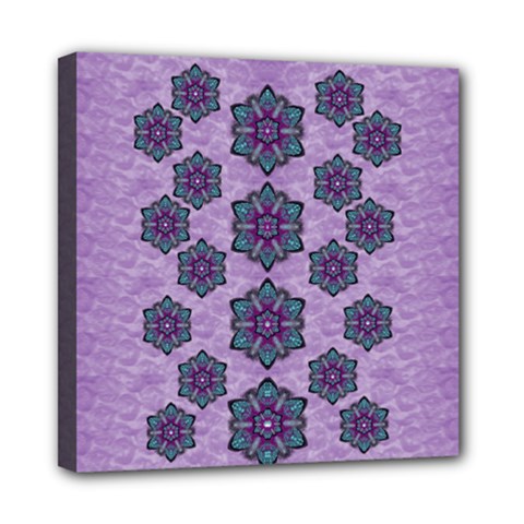 A Gift With Flowers Stars And Bubble Wrap Mini Canvas 8  X 8  (stretched) by pepitasart