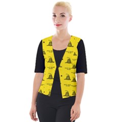 Gadsden Flag Don t Tread On Me Yellow And Black Pattern With American Stars Cropped Button Cardigan by snek