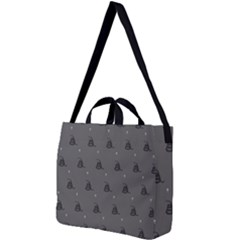 Gadsden Flag Don t Tread On Me Black And Gray Snake And Metal Gothic Crosses Square Shoulder Tote Bag by snek