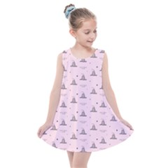 Gadsden Flag Standard Color Pink Gadsden Flag Pattern3 Stars K Gadsden Flag Pattern3 Black Background Kids  Summer Dress by snek