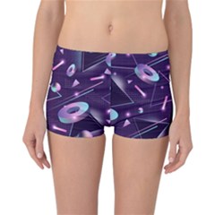 Retrowave Aesthetic Vaporwave Retro Memphis Pattern 80s Design Geometrical Shapes Futurist Pink Blue 3d Reversible Boyleg Bikini Bottoms by genx