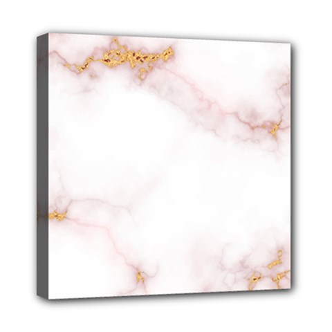 Pink And White Marble Texture With Gold Intrusions Pale Rose Background Mini Canvas 8  X 8  (stretched) by genx