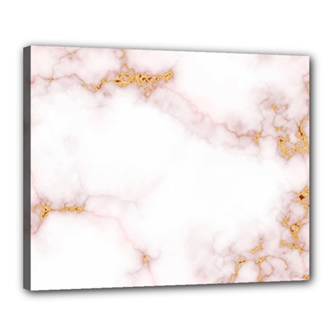 Pink And White Marble Texture With Gold Intrusions Pale Rose Background Canvas 20  X 16  (stretched) by genx