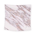 Marble with Metallic Rose Gold intrusions on gray white Stone texture Pastel Pink Background Square Tapestry (Small) View1