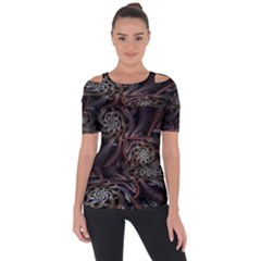Geometry Mathematics Fractals 3d Shoulder Cut Out Short Sleeve Top by Wegoenart