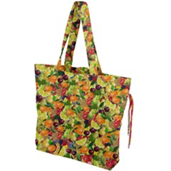 Background Pattern Structure Fruit Drawstring Tote Bag by Wegoenart