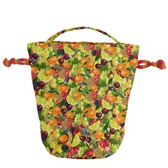 Background Pattern Structure Fruit Drawstring Bucket Bag by Wegoenart