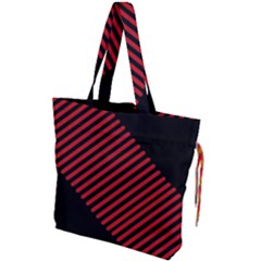 Bandes Lignes Rouge Drawstring Tote Bag by kcreatif